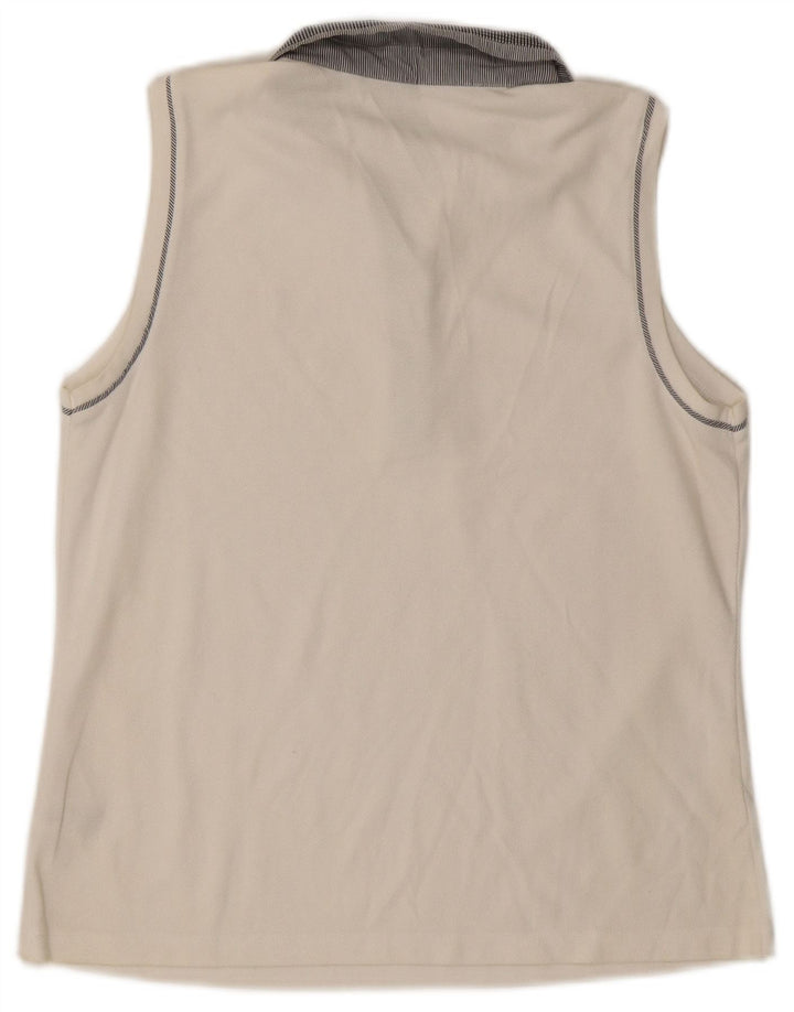 Γυναικείο αμάνικο μπλουζάκι πόλο IZOD UK 14 μεγάλο λευκό βαμβακερό