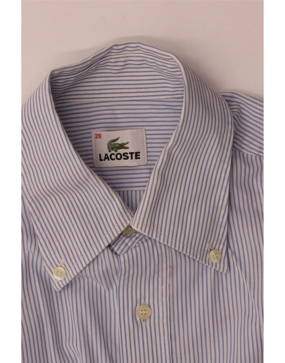 Ανδρικό πουκάμισο Lacoste νούμερο 39 Βαμβακερό μεσαίο μπλε ρίγες
