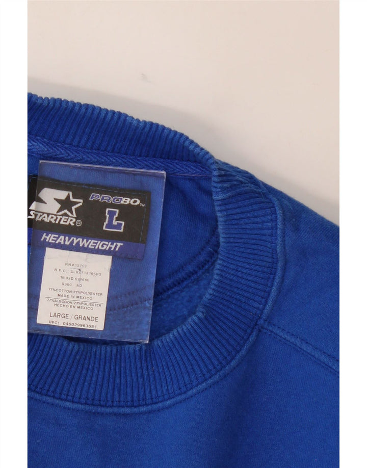 STARTER Mens Sweatshirt Jumper Large Blue Cotton Vintage Starter and Second-Hand Starter from Messina Hembry 