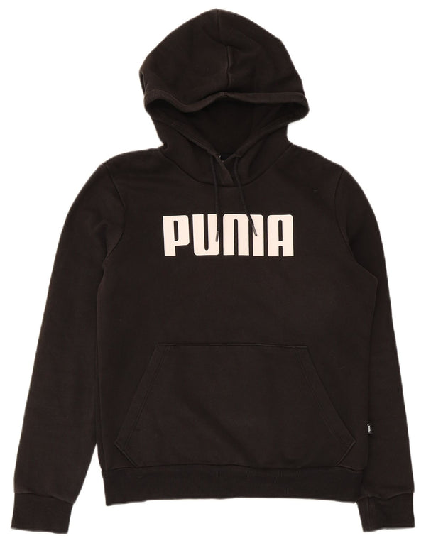 Puma Γυναικείο Γραφικό Hoodie Jumper UK 10 Small μαύρο βαμβακερό