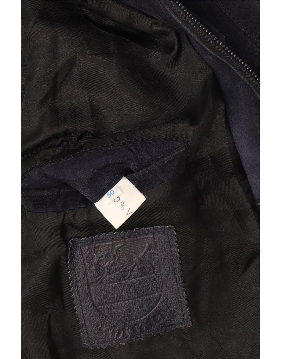 VINTAGE Ανδρικό Suede Bomber Jacket IT 50 Large Navy Blue Leather