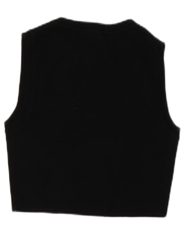Zara Γυναικείο Crop Vest Top UK 12 Medium Black Viscose