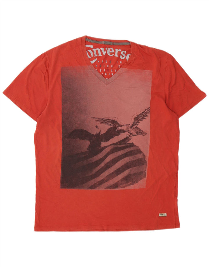 Ανδρικό γραφικό μπλουζάκι CONVERSE Top XL Red