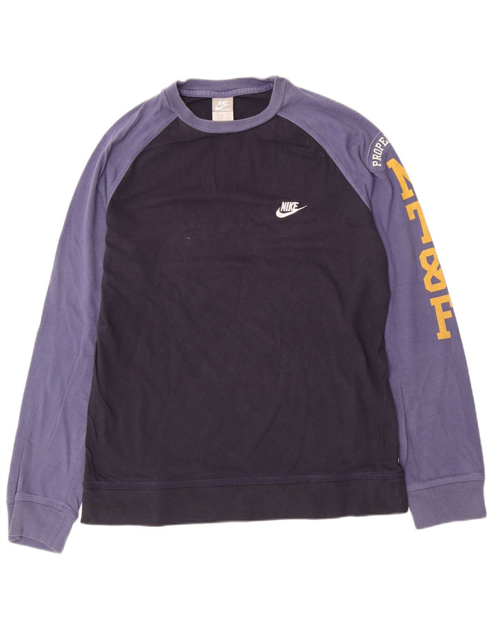 Ανδρικό γραφικό τοπ Nike μακρυμάνικο UK 39/41 Medium Navy Blue