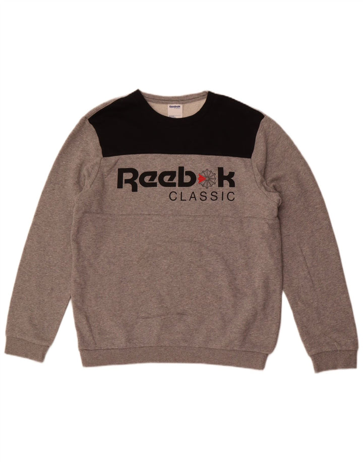 Ανδρικό κλασικό γραφικό φούτερ Reebok Jumper Medium Grey Colourblock
