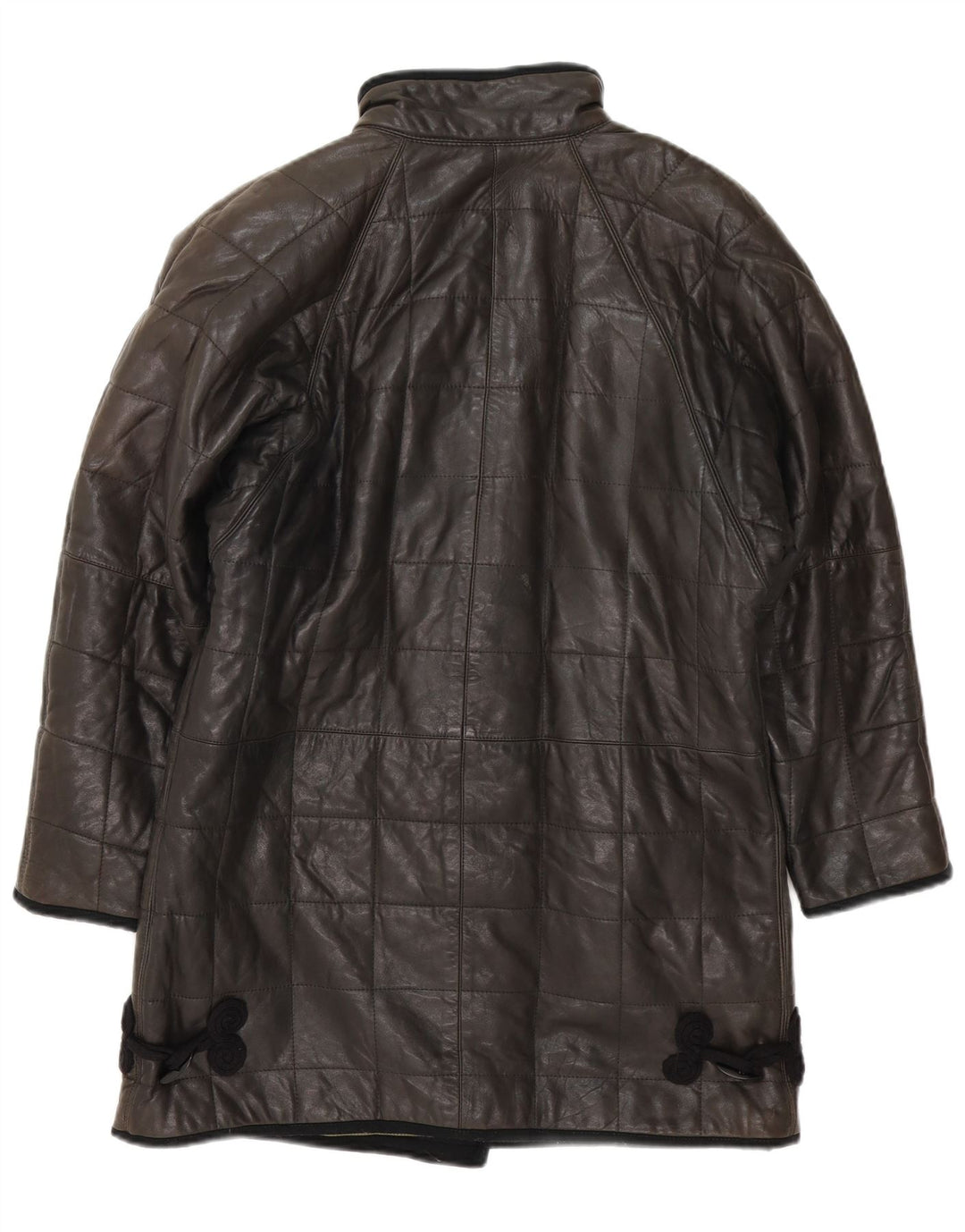 Vintage γυναικείο δερμάτινο παλτό UK 12 Medium Black