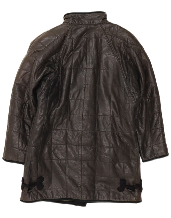 Vintage γυναικείο δερμάτινο παλτό UK 12 Medium Black