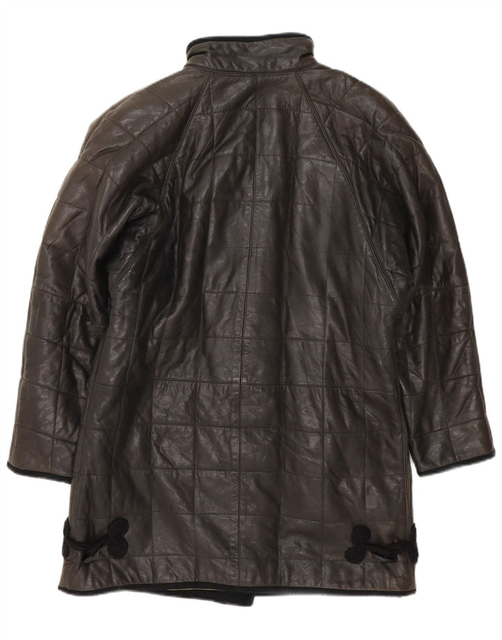 Vintage γυναικείο δερμάτινο παλτό UK 12 Medium Black