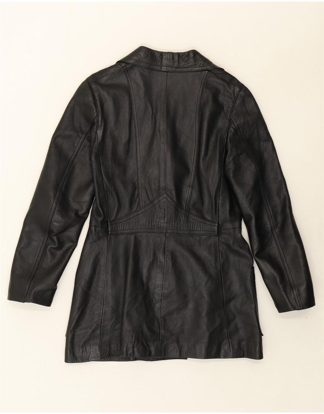 VINTAGE Womens Leather Coat UK 12 Medium Black Vintage Vintage and Second-Hand Vintage from Messina Hembry 