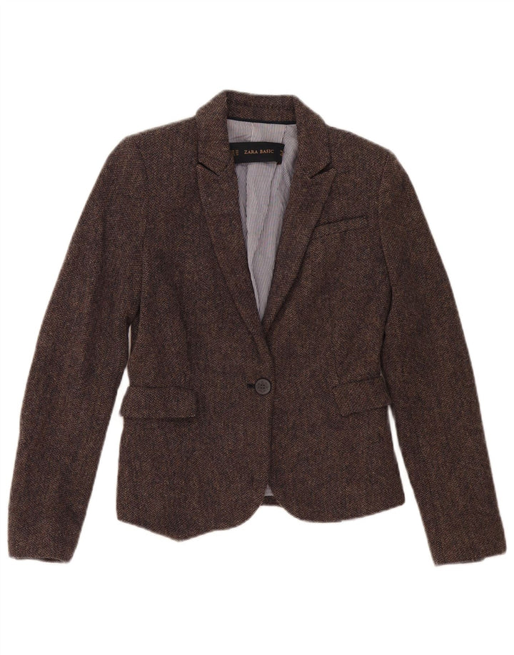 Zara Γυναικείο μπουφάν blazer UK 6 XS Καφέ Ψαροκόκκαλο