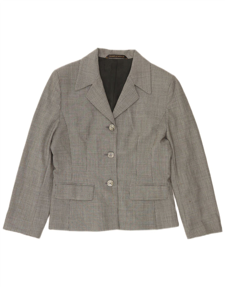 Marks & Spencer Γυναικείο σακάκι blazer UK 14 Large Grey Houndstooth