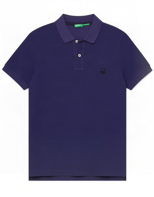 Benetton Mens Muscle Fit Polo Shirt Medium Navy Blue