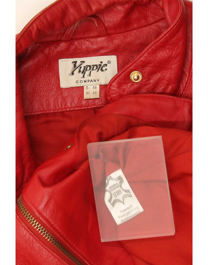 Yuppie Γυναικείο Crop Δερμάτινο Μπουφάν EU 40 Medium Red