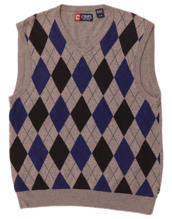 CHAPS Ανδρικό γιλέκο Tank Top Large Grey Argyle/Diamond Cotton