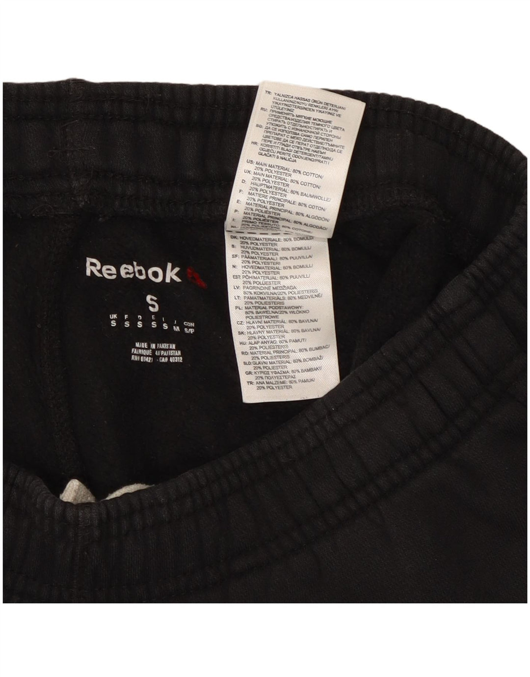 Ανδρική φόρμα Reebok Παντελόνι Joggers Μικρό μαύρο βαμβακερό