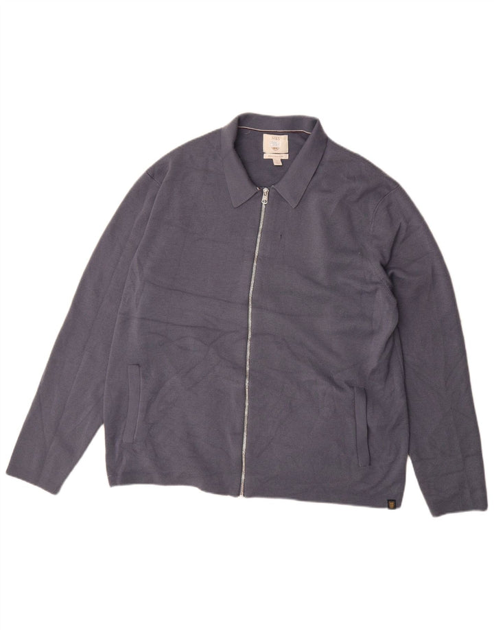 Ανδρικό πουλόβερ ζακέτα Marks & Spencer XL Μπλε Μαλλί Merino