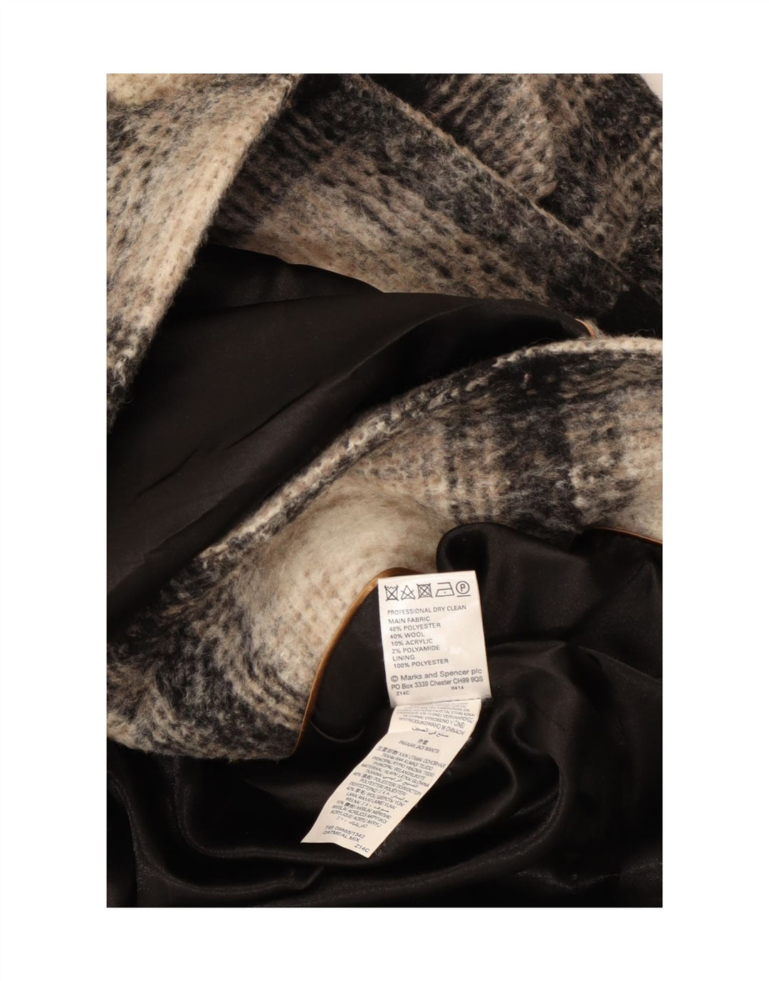Marks & Spencer Γυναικείο παλτό με διπλό στήθος UK 14 Large Beige Check