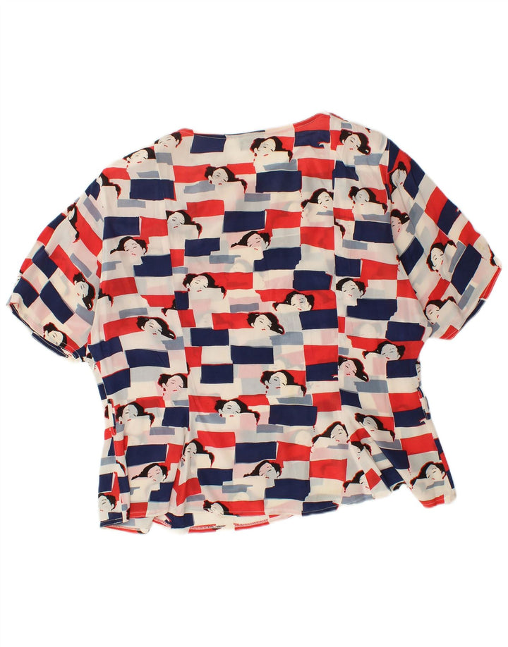 VINTAGE Γυναικεία Γραφική Μπλούζα Τοπ UK 18 XL Πολύχρωμη Acetate