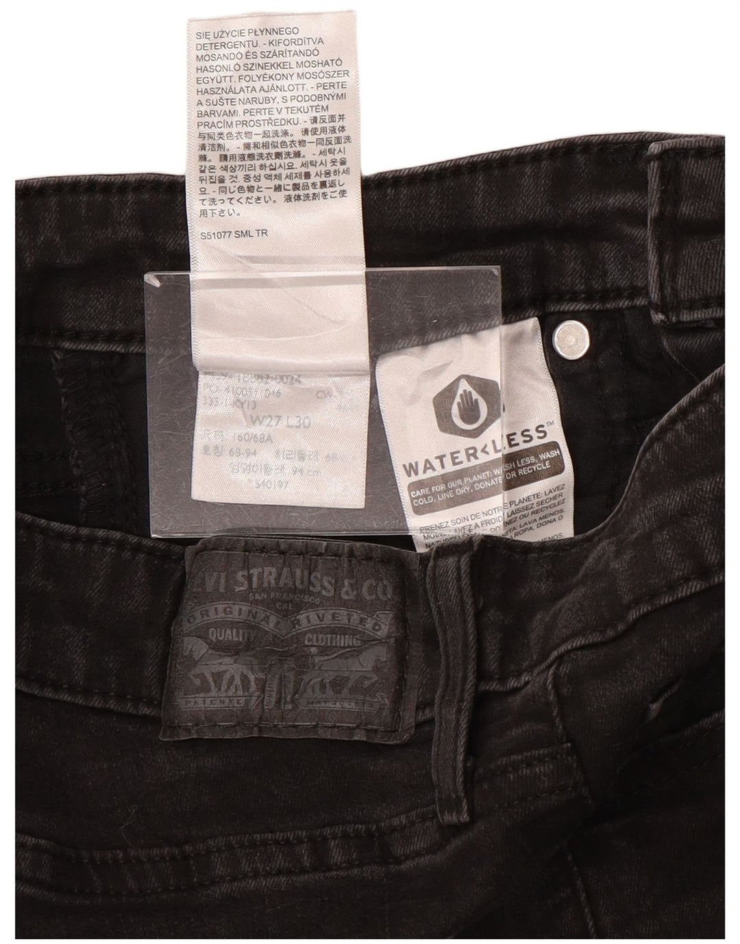 LEVI'S Γυναικείο 721 Ψηλό Skinny Jeans W27 L29 Μαύρο βαμβακερό