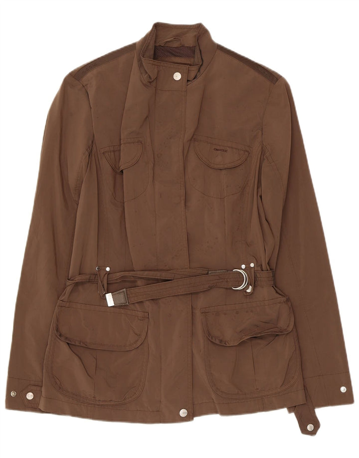 GEOX Womens Respira Utility Jacket UK 12 Medium Brown Polyester