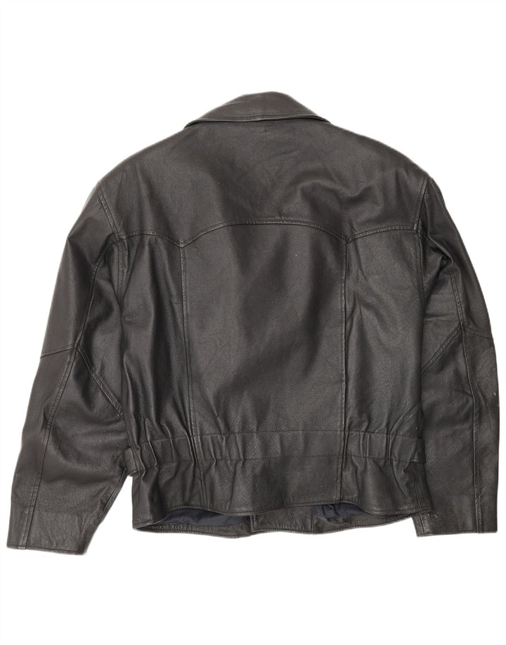 Vintage Ανδρικό Δερμάτινο Μπουφάν Biker UK 38 Medium Black Leather