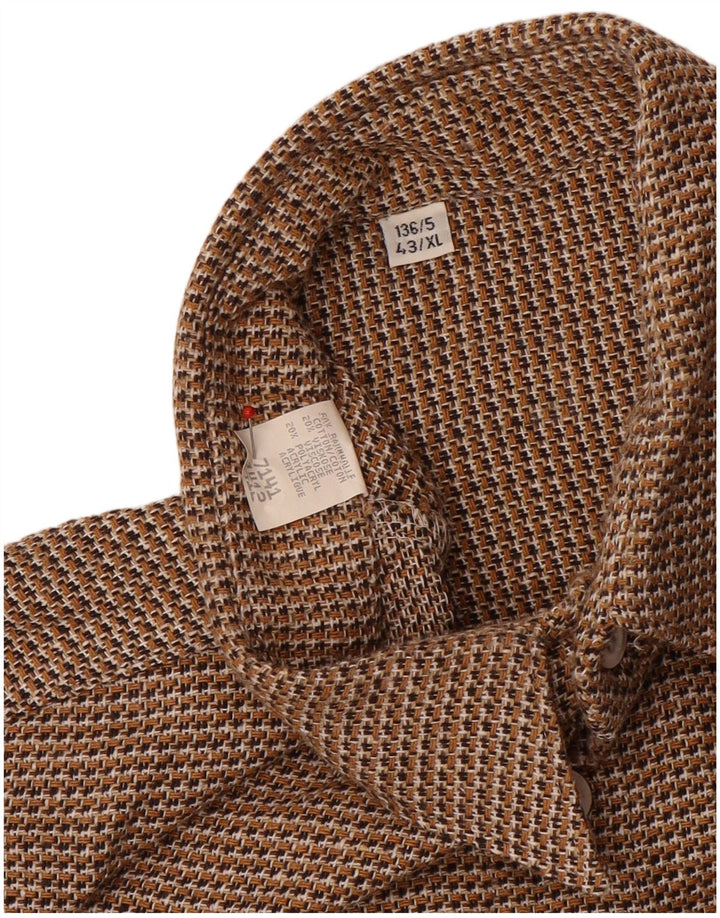 Ανδρικό πουκάμισο Vintage 43 XL Καφέ βαμβακερό Houndstooth