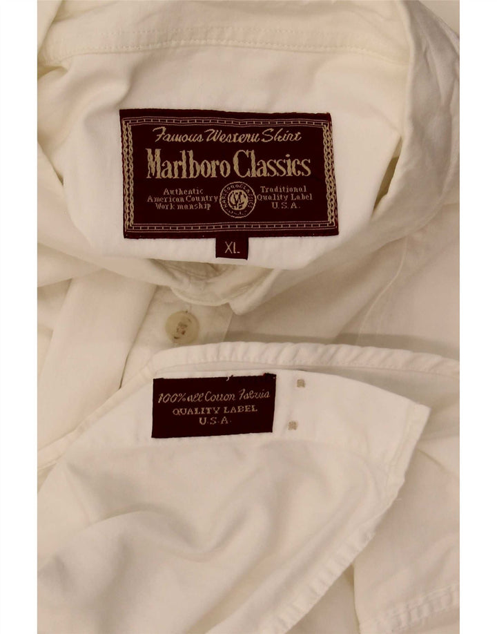 Ανδρικό κοντομάνικο πουκάμισο Marlboro Classics XL Λευκό βαμβακερό