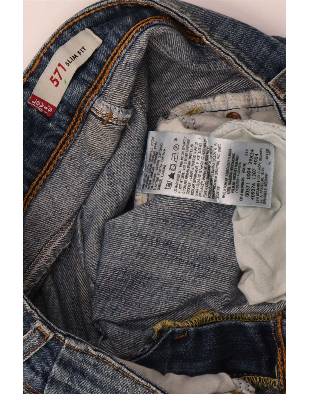Levi's Womens 571 Slim Jeans W29 L30 Blue Cotton