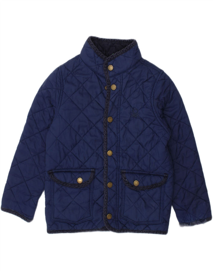 BENETTON Boys Quilted Jacket 4-5 Years XS Navy Blue Polyamide Vintage Benetton and Second-Hand Benetton from Messina Hembry 