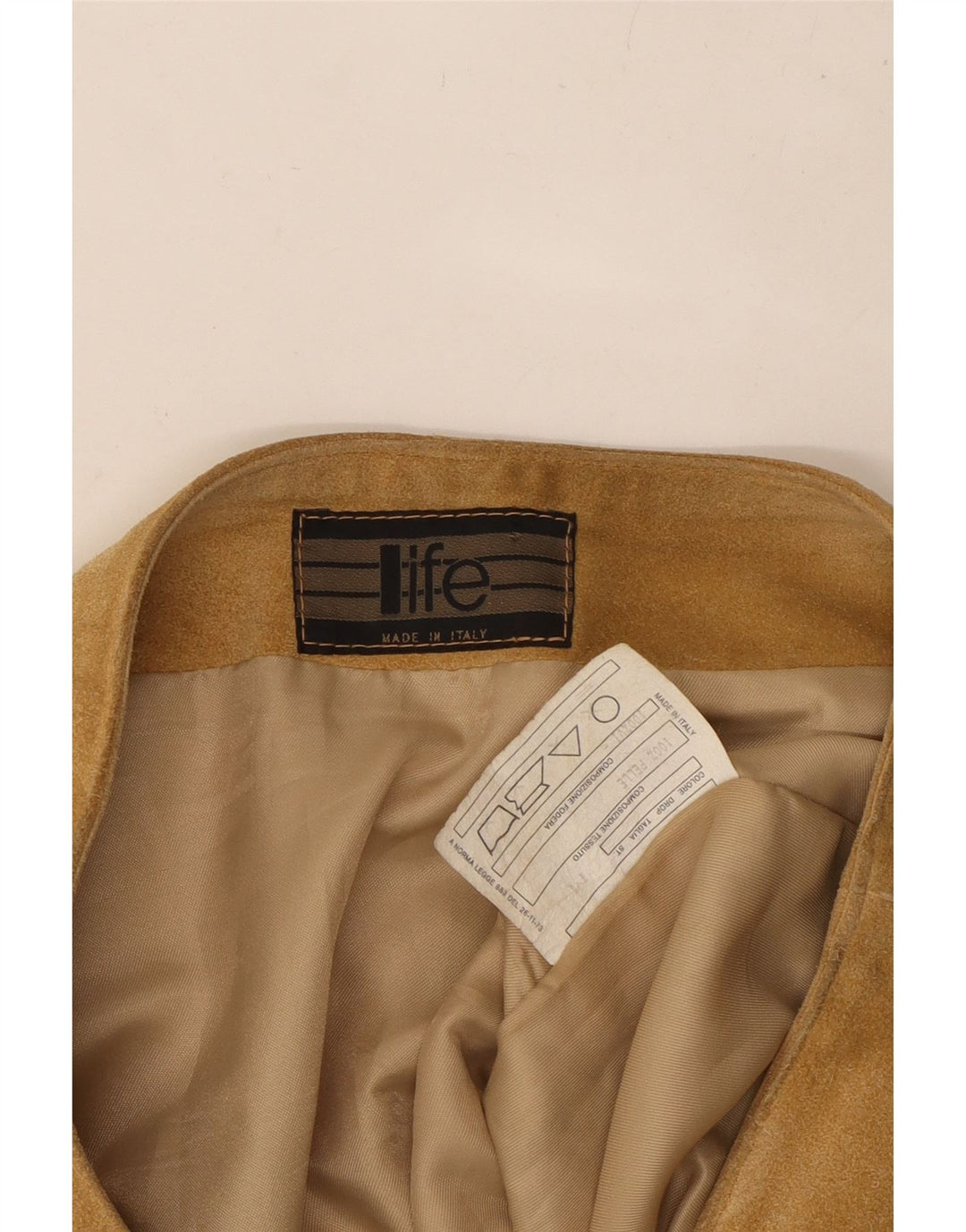 VINTAGE Γυναικεία Mini Suede Φούστα Medium W28 Beige Δερμάτινη