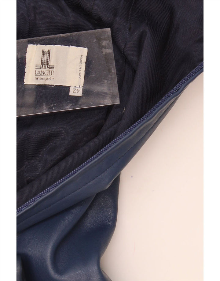 LANCETTI Womens Sleeveless Leather Dress IT 42 Medium Navy Blue Vintage Lancetti and Second-Hand Lancetti from Messina Hembry 