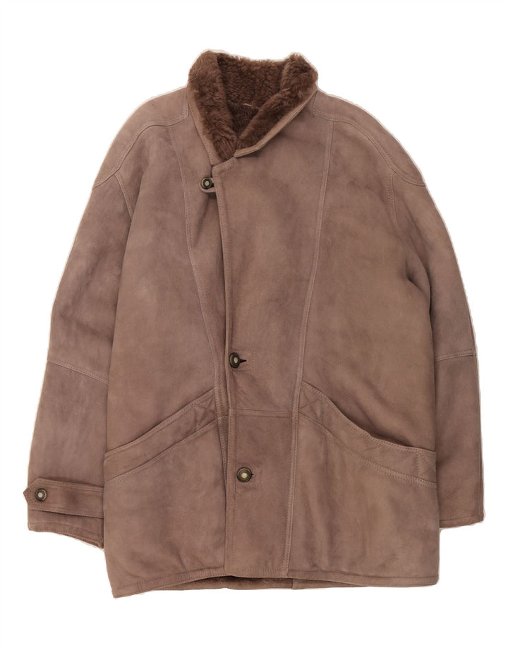 VINTAGE Mens Shearling Jacket IT 52 XL Grey Vintage Vintage and Second-Hand Vintage from Messina Hembry 