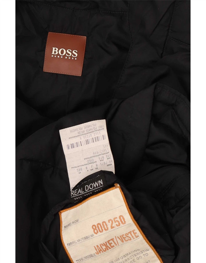 Ανδρικό παλτό Hugo Boss με κουκούλα IT 50 μεγάλο μαύρο πολυαμίδιο