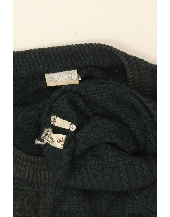 Ανδρικό πουλόβερ Maselli Regular Fit Crew Neck Jumper Μεγάλο πράσινο γεωμετρικό
