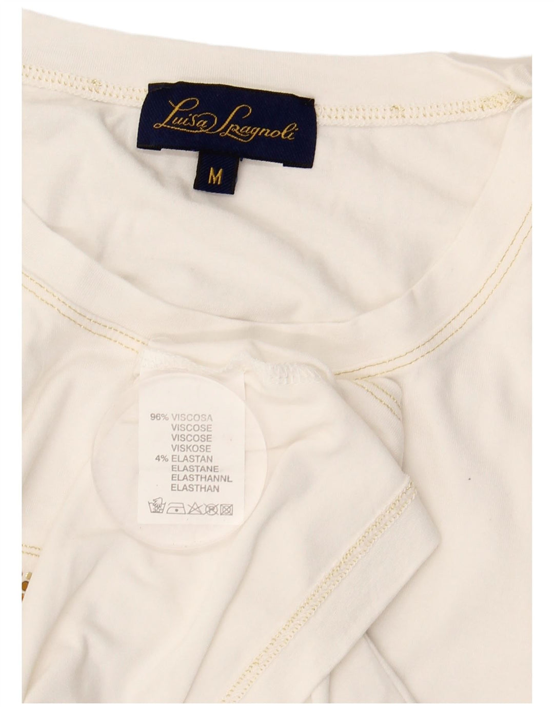 Γυναικείο γραφικό μπλουζάκι LUISA SPAGNOLI Top 14 μεσαία λευκή βισκόζη