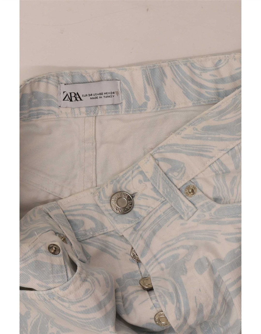 Zara Γυναικείο τζιν σορτς με αφηρημένο σχέδιο EU 34 2XS W24 Μπλε