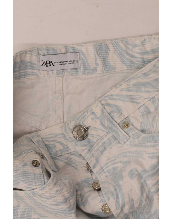 Zara Γυναικείο τζιν σορτς με αφηρημένο σχέδιο EU 34 2XS W24 Μπλε
