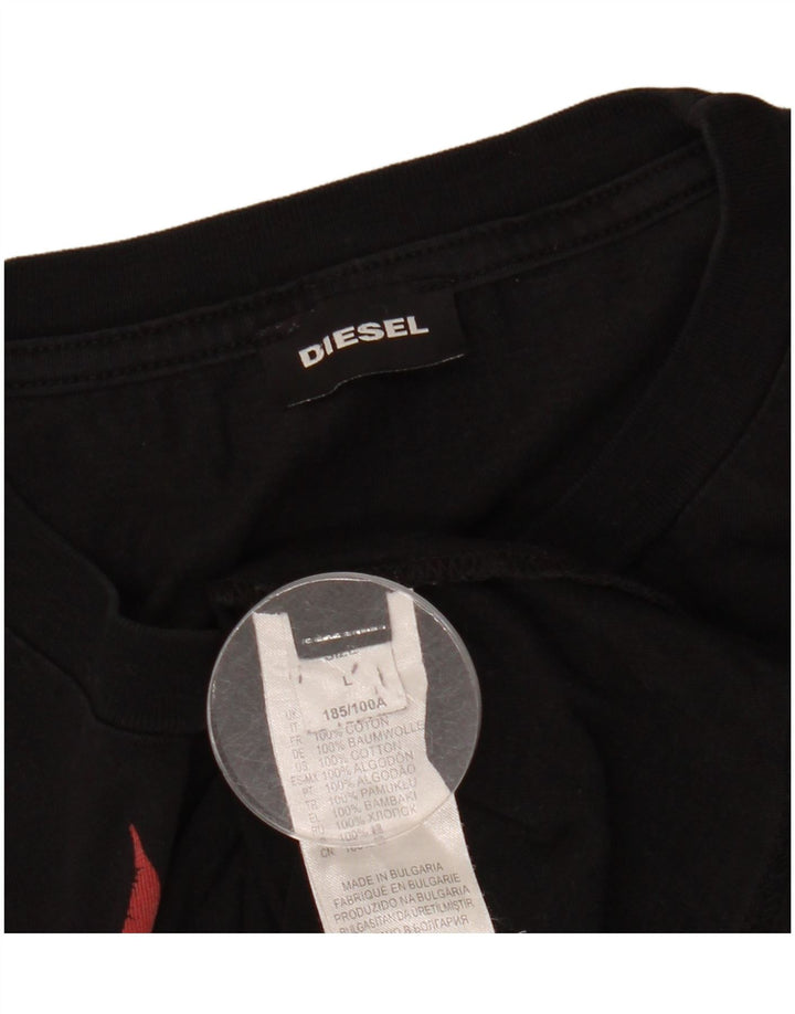 Ανδρικό γραφικό T-Shirt Diesel Top μεγάλο μαύρο βαμβακερό