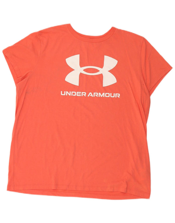 Under Armour Γυναικείο γραφικό T-shirt Top UK 20 2XL Πορτοκαλί βαμβακερό