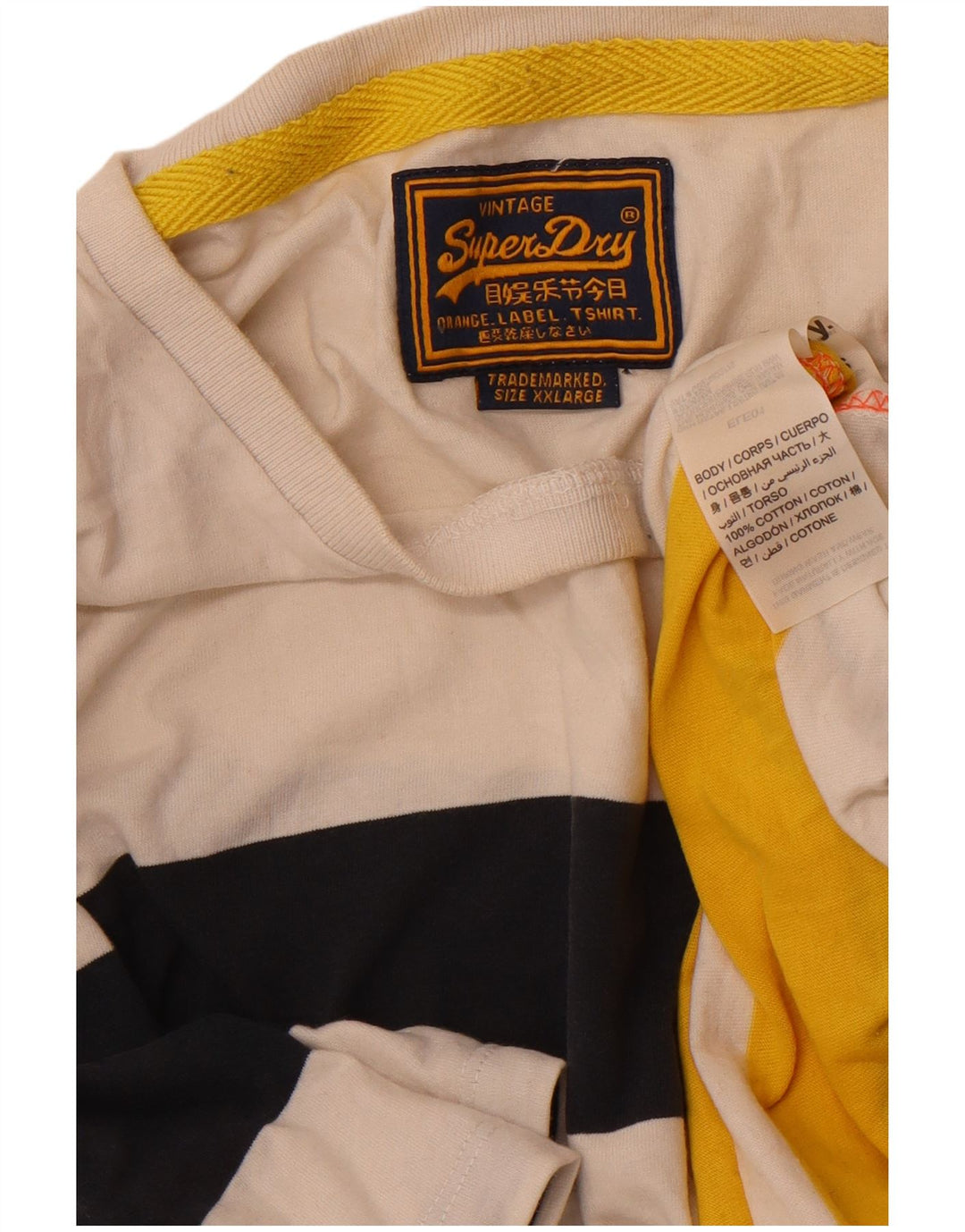 Superdry Ανδρικό T-Shirt Top 2XL Off White Ριγέ βαμβακερό