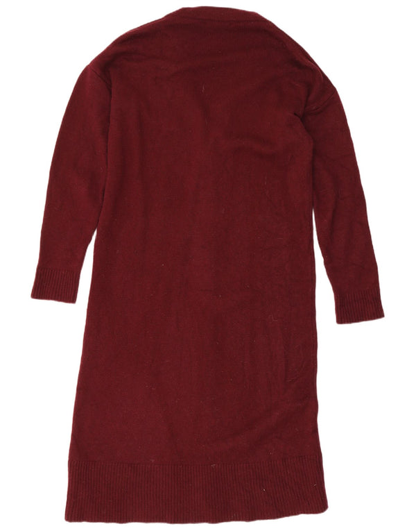 Massimo Dutti Γυναικείο πουλόβερ μακράς ζακέτας UK 10 Small μπορντό μαλλί