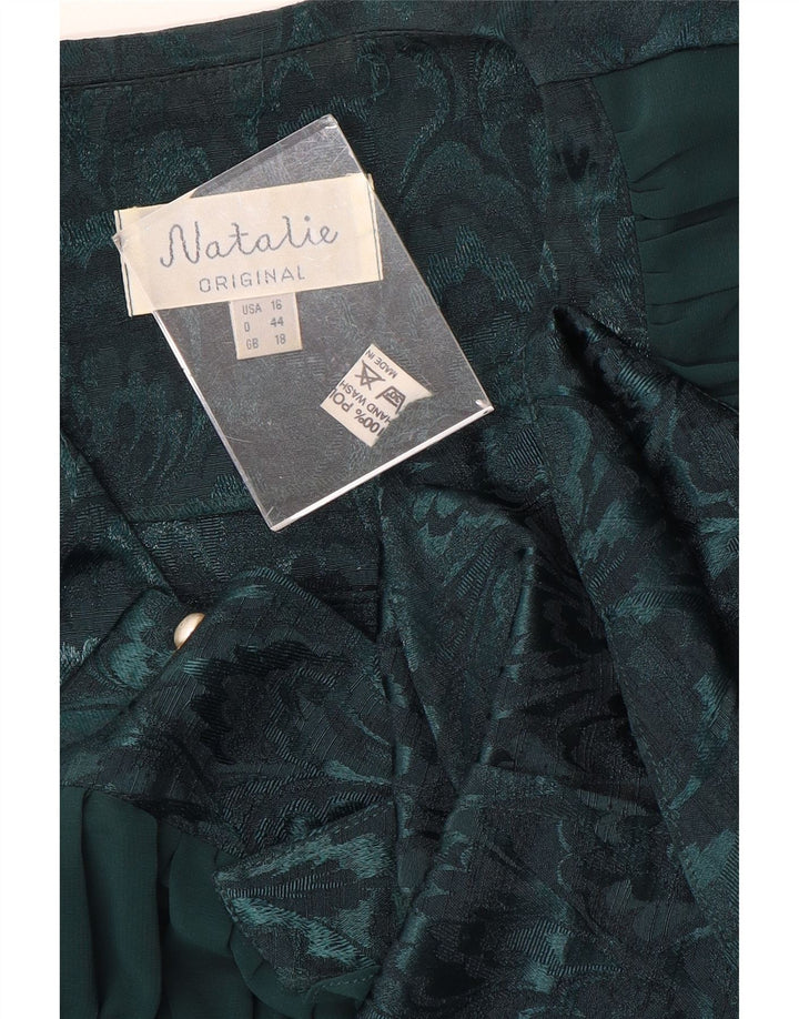 VINTAGE Γυναικείο Πουκάμισο Μπλούζα UK 18 XL Πράσινο Floral Πολυεστέρας