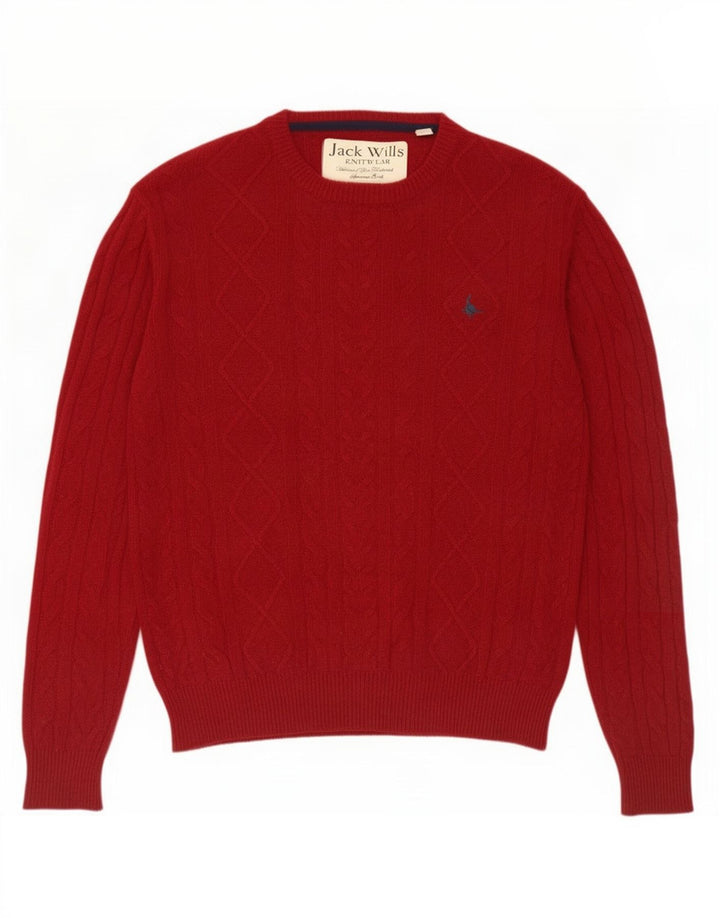 Jack Wills Ανδρικό πουλόβερ με λαιμόκοψη με μεσαίο καστανό μαλλί Merino