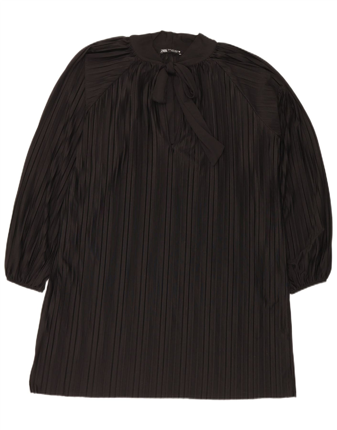 Zara Γυναικείο Oversized Μπροστινό φόρεμα με γραβάτα Shift UK 14 Μεσαίο μαύρο ριγέ