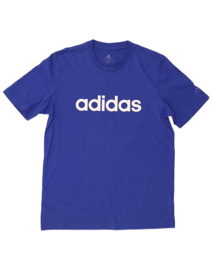 Ανδρικό γραφικό T-Shirt Adidas Top από μεσαίο μπλε βαμβακερό