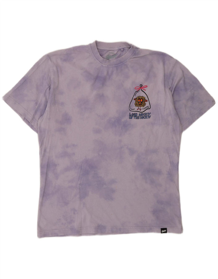 Pull & Bear Ανδρικό γραφικό T-Shirt Top Medium Purple Tie Dye