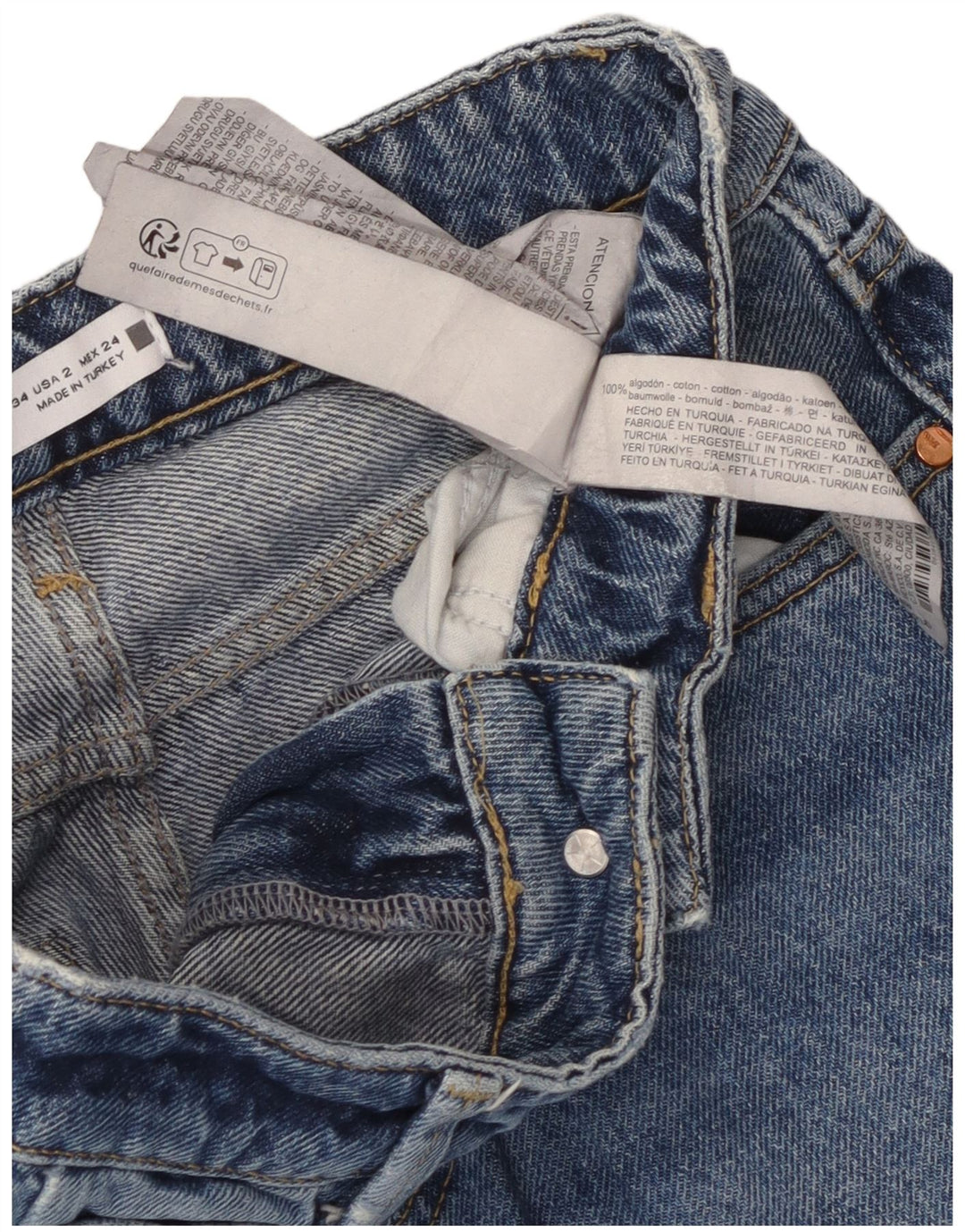 Zara Γυναικείο Straight Jeans EU 34 2XS W24 L29 Blue