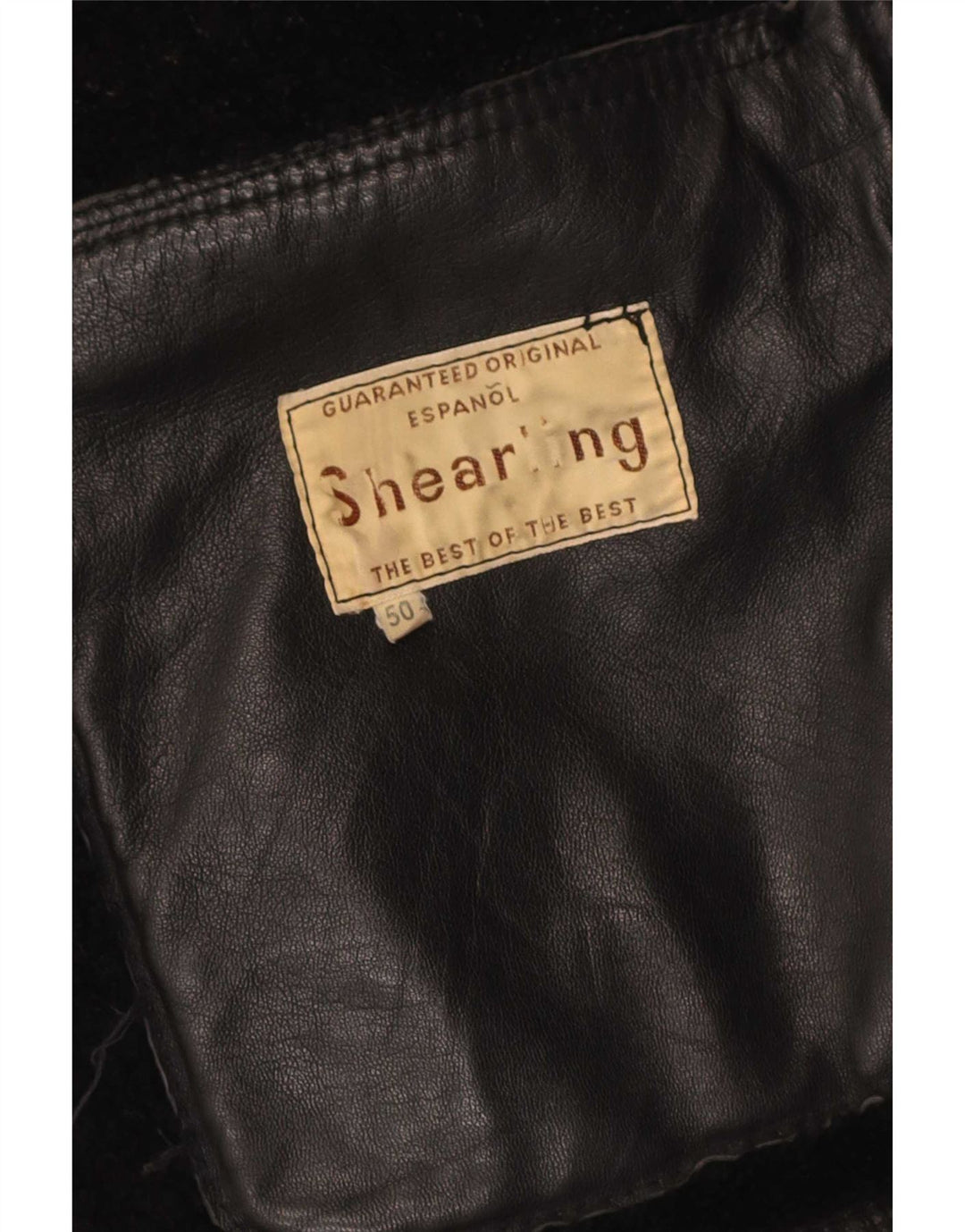 Vintage Ανδρικό Shearling Jacket IT 50 Large Black Leather