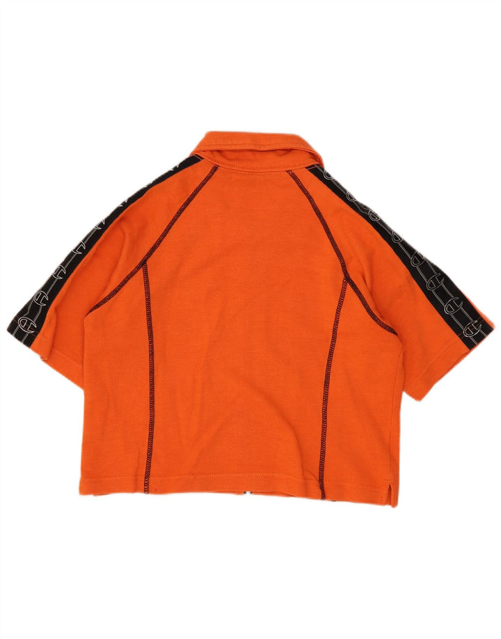 Champion Womens Graphic Crop Top UK 12 Medium Orange Colourblock