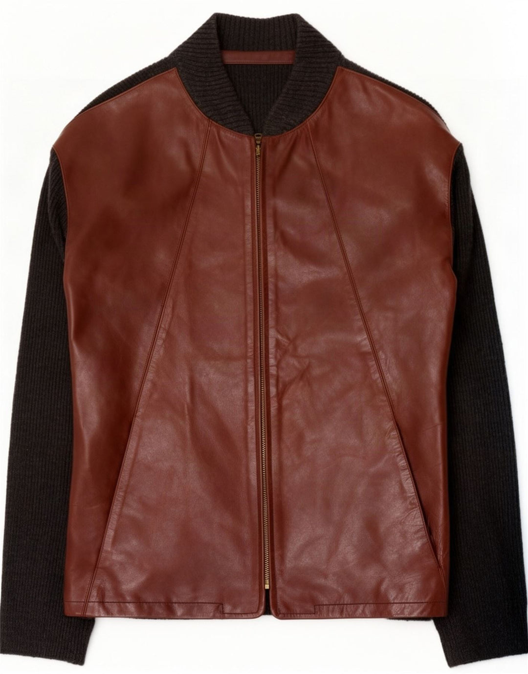 Vintage Ανδρικό Bomber Jacket IT 50 Large Brown Colourblock Leather
